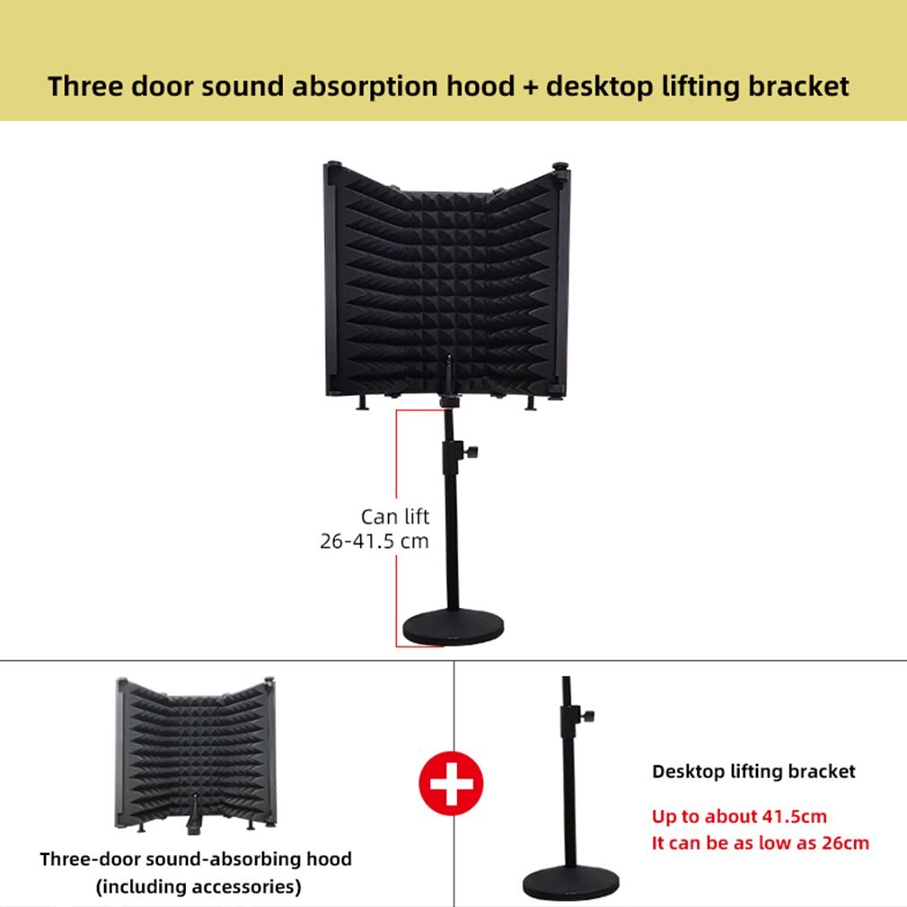 Einstellbare 5 / 3 Tafel Mikrofon Isolation Schild Abdeckung Mikrofon Wind Bildschirm Lärm Reduktion für Studio Aufnahme Rundfunk