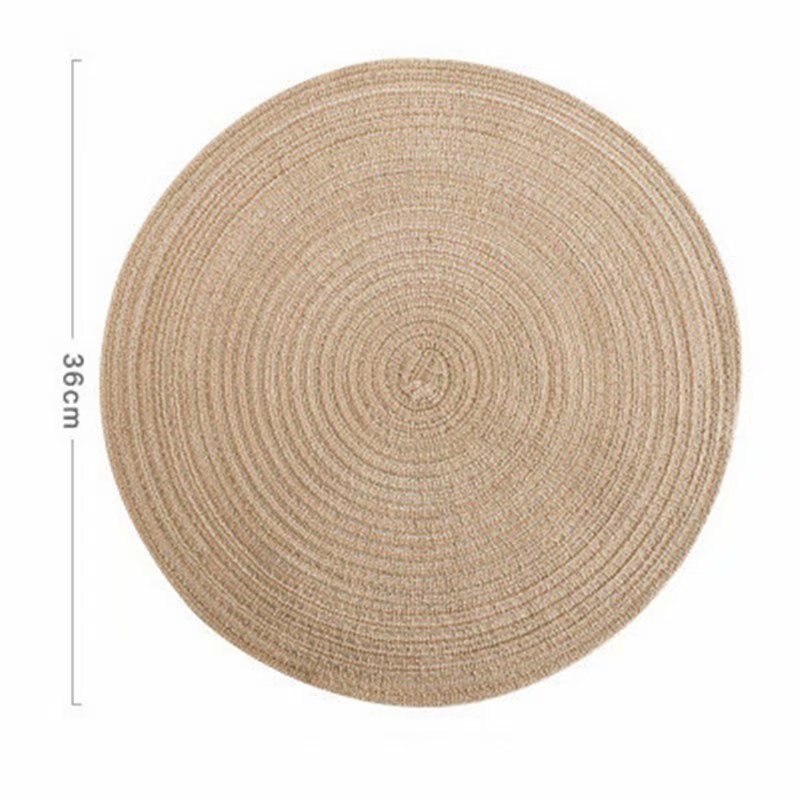 Rund bord ramie isoleringspude solide dækkeservietter linned skridsikker bordmåtte køkkentilbehør dekoration hjemmeunderlag coaste: Kaffe 36cm