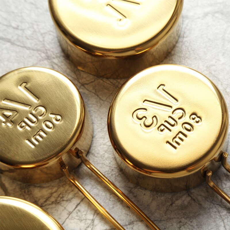Rose Gold Measuring Cups Stackable Kitchen Scale Stainless Steel Tablespoons Home Measuring Cups Food Baking Cooking Gadget Sets