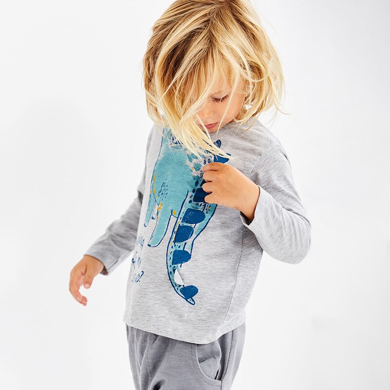 Del bambino dei ragazzi a maniche lunghe T-camicia primavera e autunno di usura dei bambini nuovi capretti dei vestiti del fumetto del cotone dei ragazzi cime