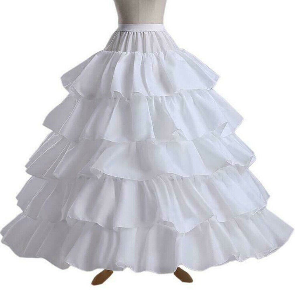 Wedding Petticoat Underskirt - 3 Hoop Crinoline For A-Line Dress,  Adjustable Waist (Fits UK 6-16 / XS-L), White/Black