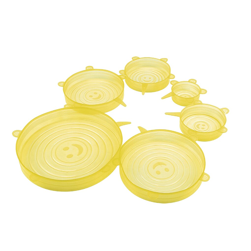 6 pcs Reusable Silicone Stretchable Lids Universal Lid Silicone Cling Film Bowl Pot Lid Silicone Cover: NO.1