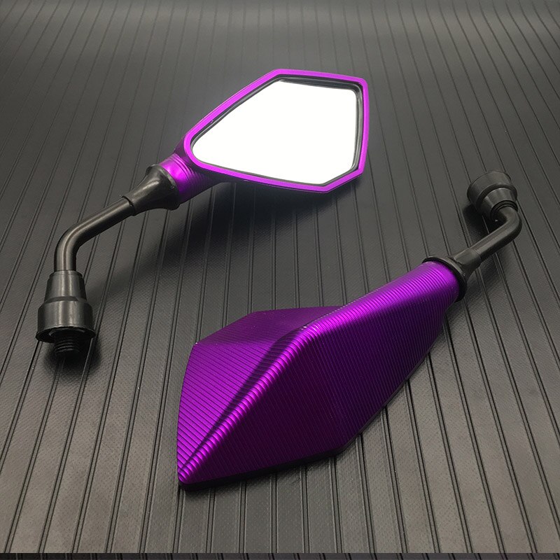 Espejo retrovisor para motocicleta, retrovisores convexos para Scooter y Motocross, electromóvil, lateral trasero, 10mm, 2 unids/par: Purple