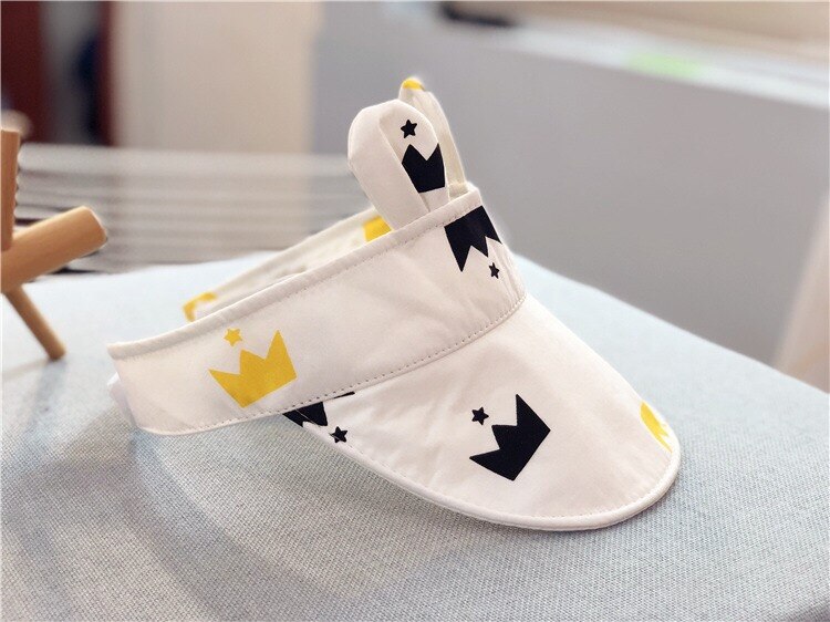 Mooie Kid Lege Top Zonneklep Hoed Cartoon Fruit Zomer Hoed Pure Kleuren Decoratie Uv Bescherming Hoed Voor Jongen En meisje: white crown