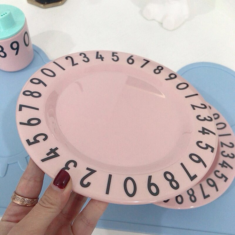 Children's Alphabet Plate Bowl Cup Shallow Plate Tableware Triangle Plate Letter Mug baby Food Supplement Training Plate: 05