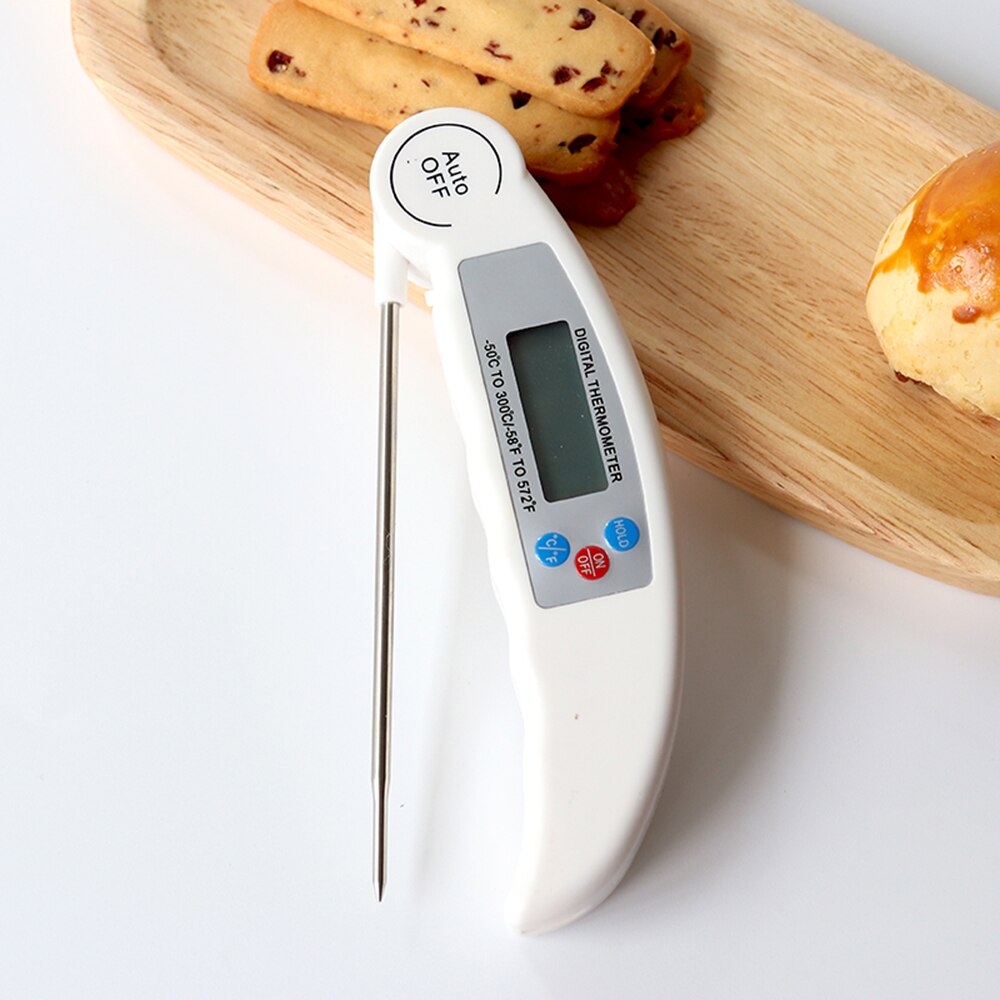 Cooking Digital Thermometer Instant Read Meat Food Probe Fast Foldable Grill BBQ Barbecue Kitchen Temperature Meter: White