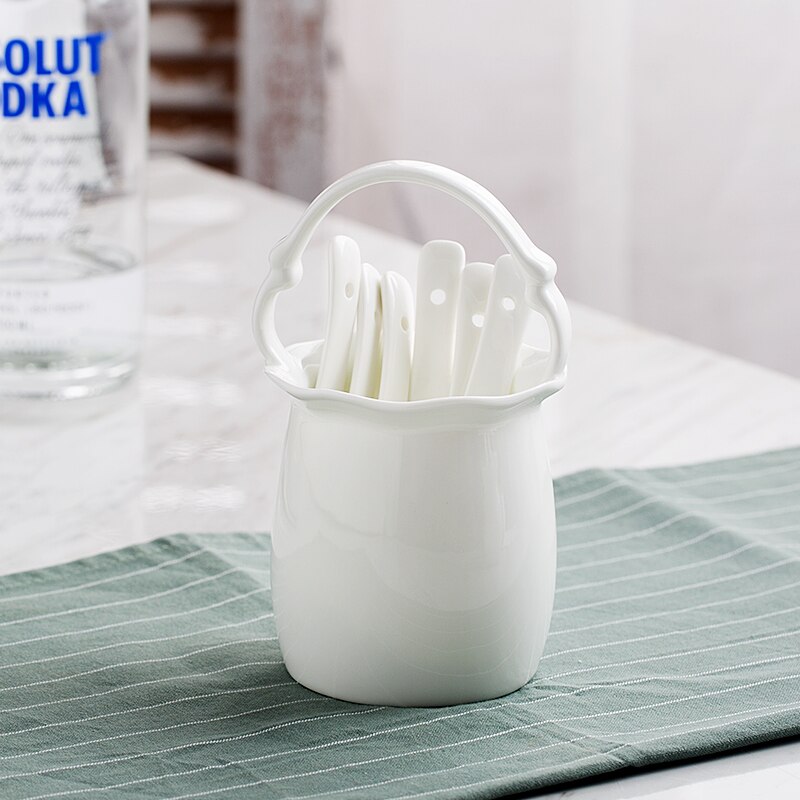 Ægte porcelænstand til spisepinde, vintage, skeholder, søde køkkenudstyr, antik fuglekeramik dekoration