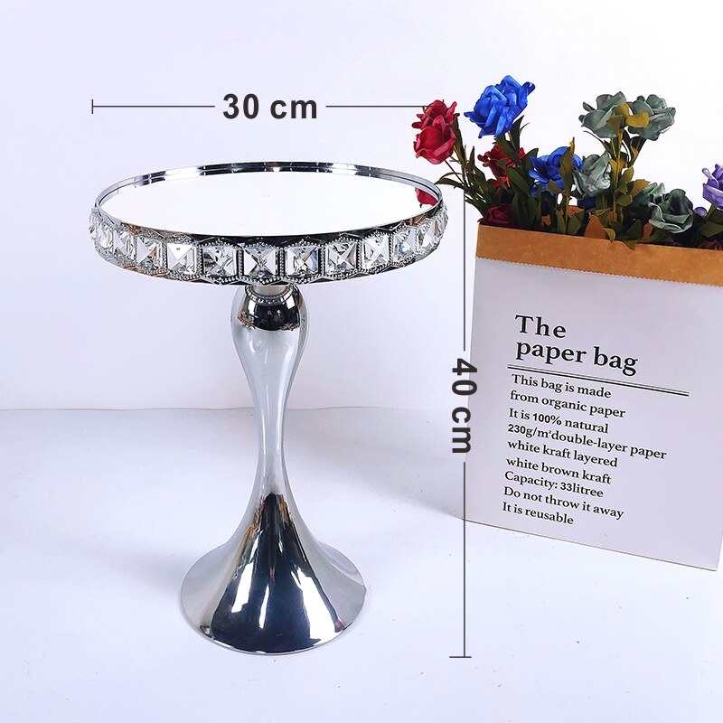 Plein Crystal Silver Galvaniseren Metalen Cake Stand Set Display Bruiloft Verjaardag Party Dessert Cupcake Plaat Rack