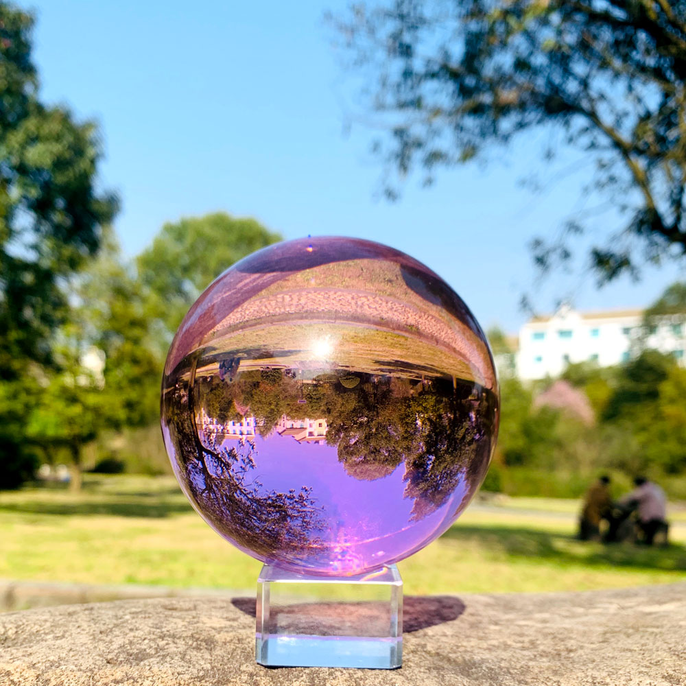 70/80/100MM Purple Crystal Glass Photograph Ball Magic Ball Collection Paperweight Fengshui Home Decor Sphere Ornament Kid