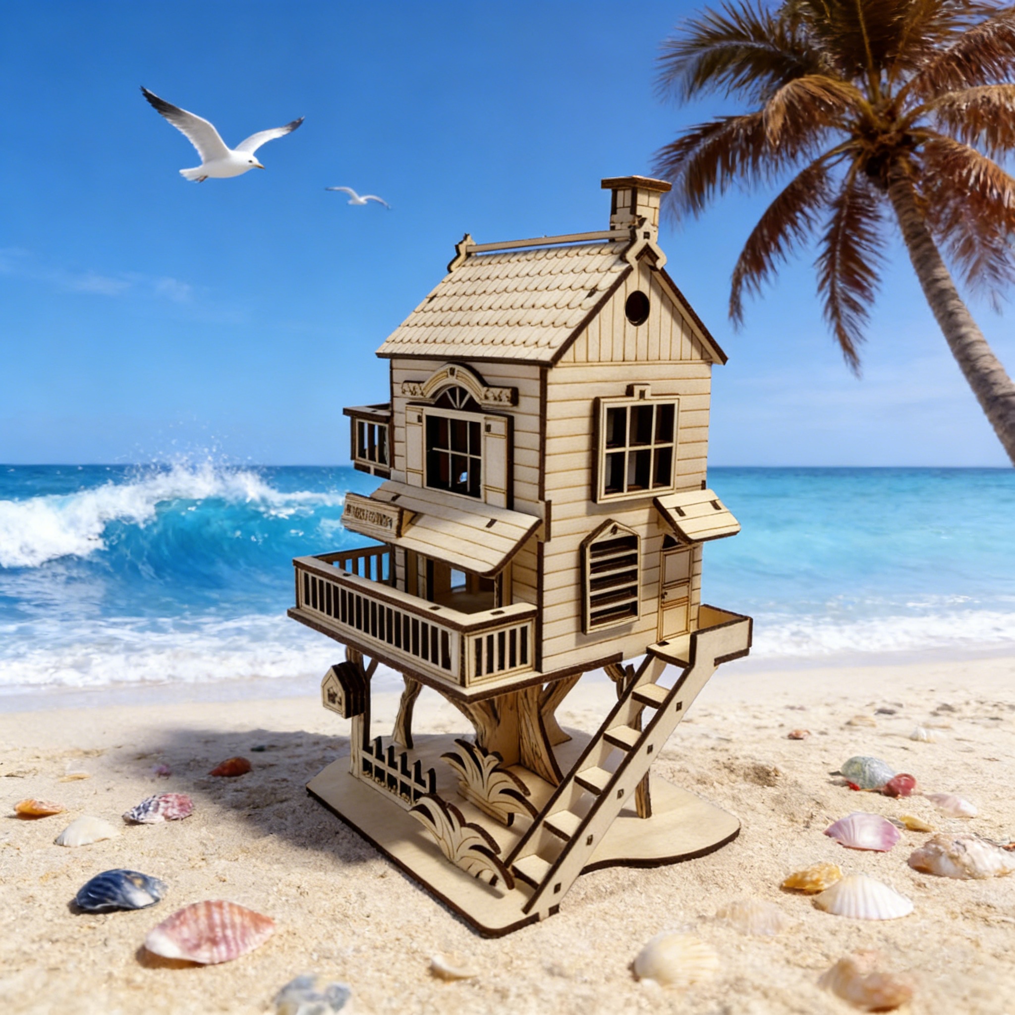 1 Wooden 3D Puzzle Cabin, DIY Wooden Assembly Model, Decor , Perfect for Family Assembly