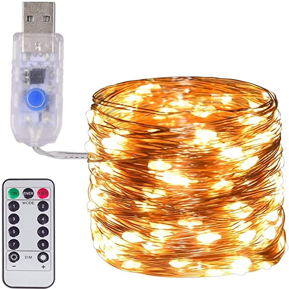 USB LED String Light Remote Control 5M/10M 50/100LED Fairy String Light 20M Copper Wire for Wedding Christmas Decor lamp