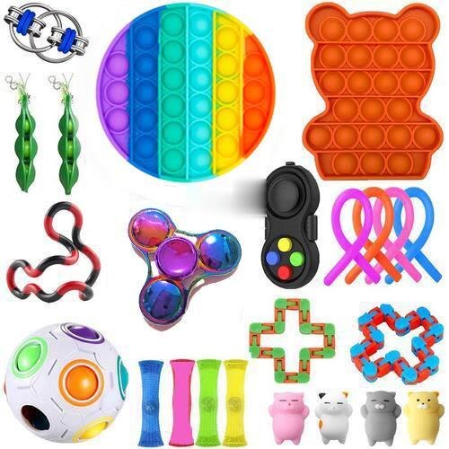 Figet Speelgoed Anti-Stress Speelgoed Set Stretchy Snaren Marmeren Reliëf Volwassenen Meisje Kinderen Zintuiglijke Antistress Relief Fidget Speelgoed: Bruin