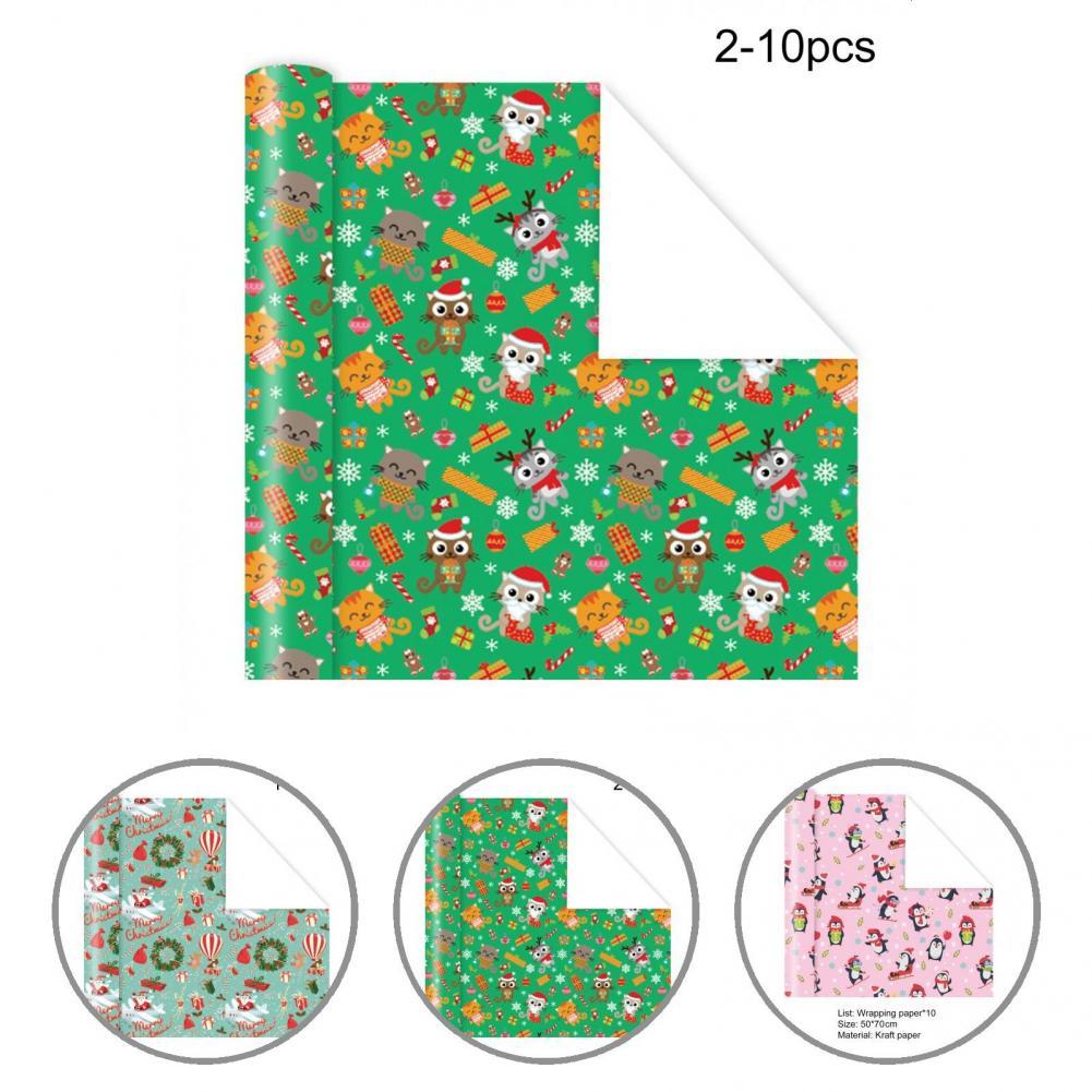Portable 10Pcs Good Xmas Themed Candy Wrapping Paper 7 Styles Wrapping Paper Eco-friendly for Dorm