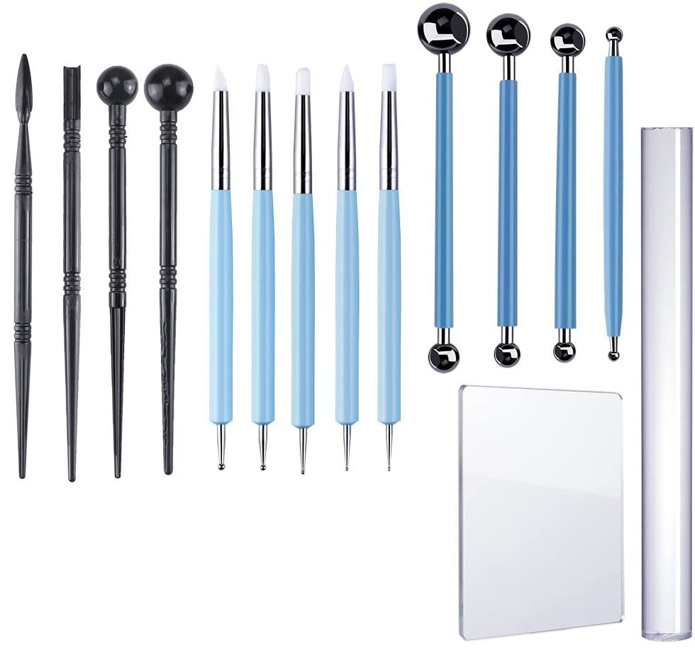 Modeling Clay Tools Kit Carving Sculpture Ceramic Pottery Sculpting Polymer Clay Craft Hobby Supplies Mandala Dotting Tool Set: 15pcs set