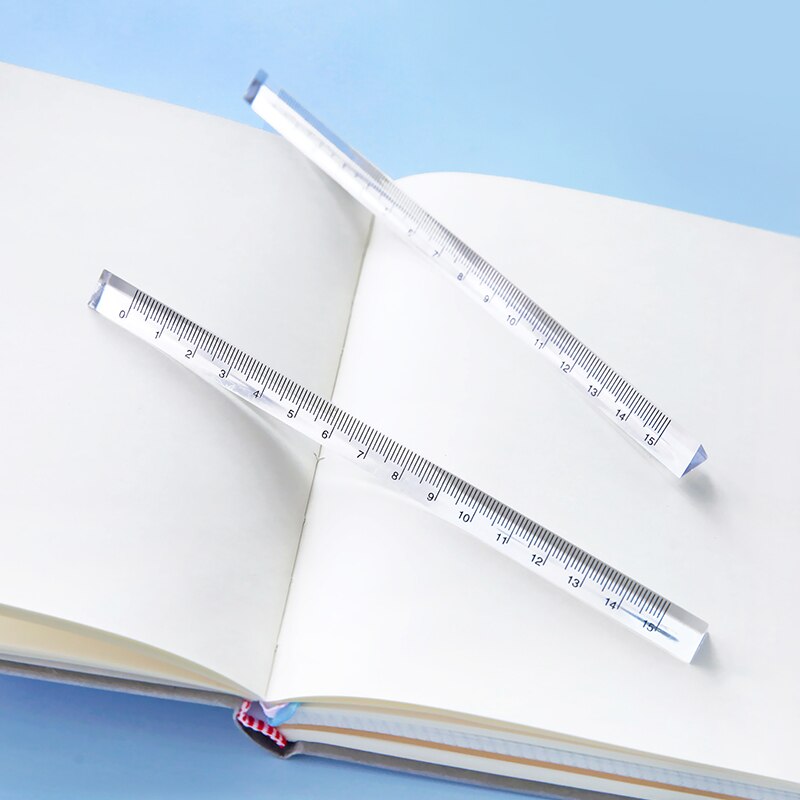 Simple Transparent Triangular Ruler 15cm 20cm Office School Measure 3D Ruler Measuring Cute Rulers School Papeleria