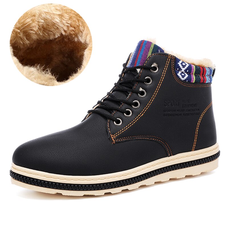 Newest Winter Men Snow Boots Ankle Warm Working Boots Men Casual Shoes Vintage Style Lace Up Men Boots Waterproof