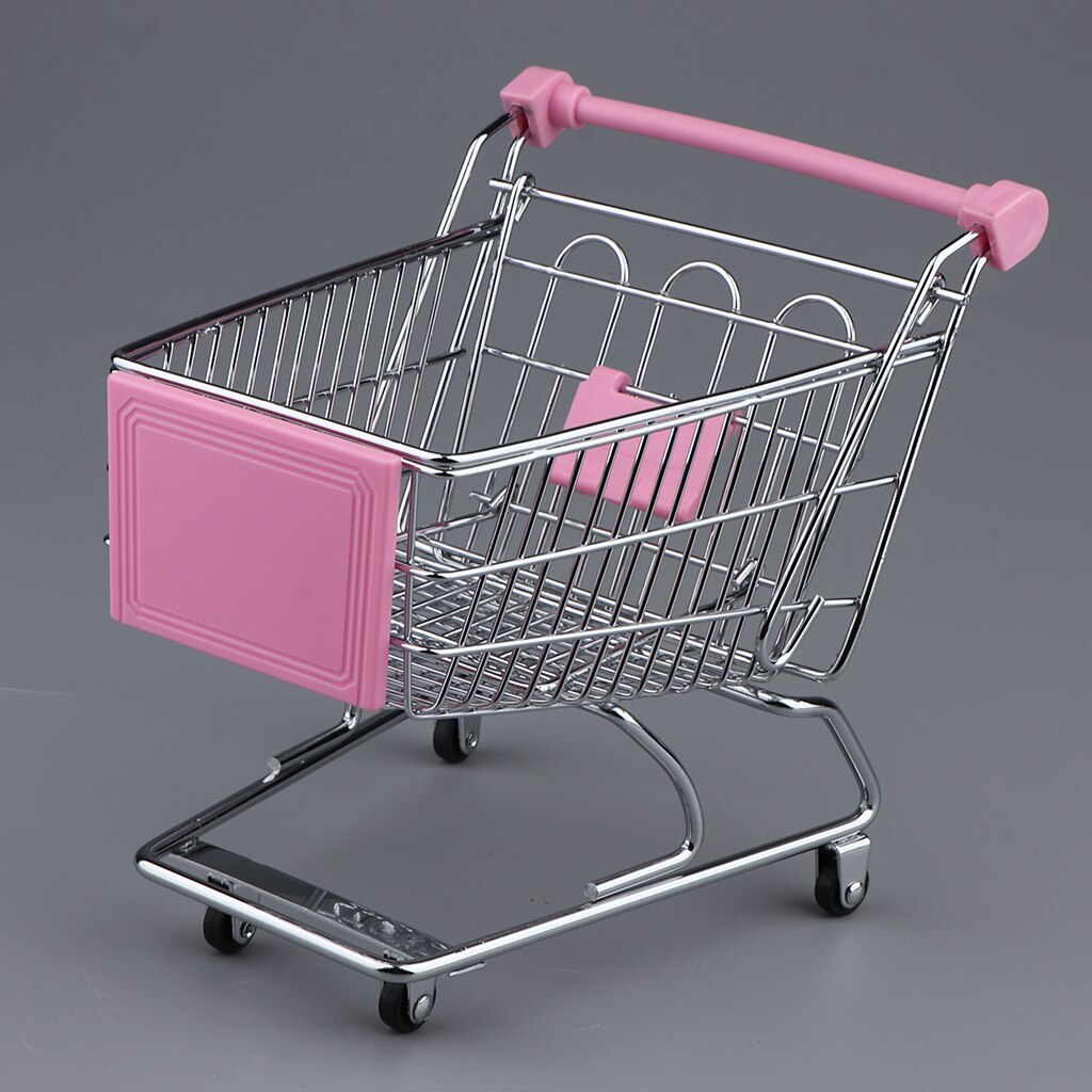 Miniature supermarked håndkærre, lille indkøbskurv trolley, indkøbshjælp vogn opbevaring legetøj til børn