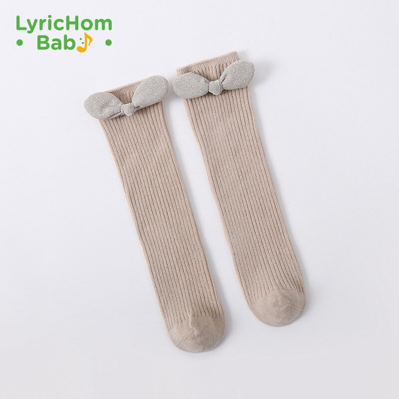 Lyrichom Baby Kinderen Sokken En Najaar Stijl Sokken Voor Meisjes Solid Prinses Strik Kousen Knie Sokken Meisje: cotton socks 3 / S (1-4 years) 28cm