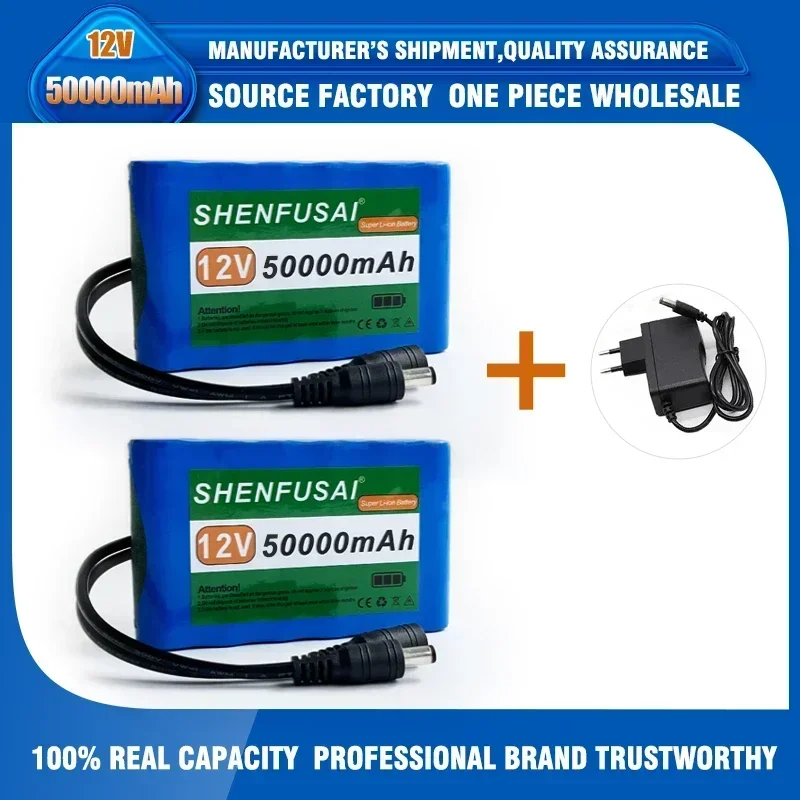 Portable Super 12V 30000mah Battery Rechargeable Lithium Ion Battery Pack Capacity DC 12.6v 30Ah CCTV Cam Monitor + Charger: Chocolate