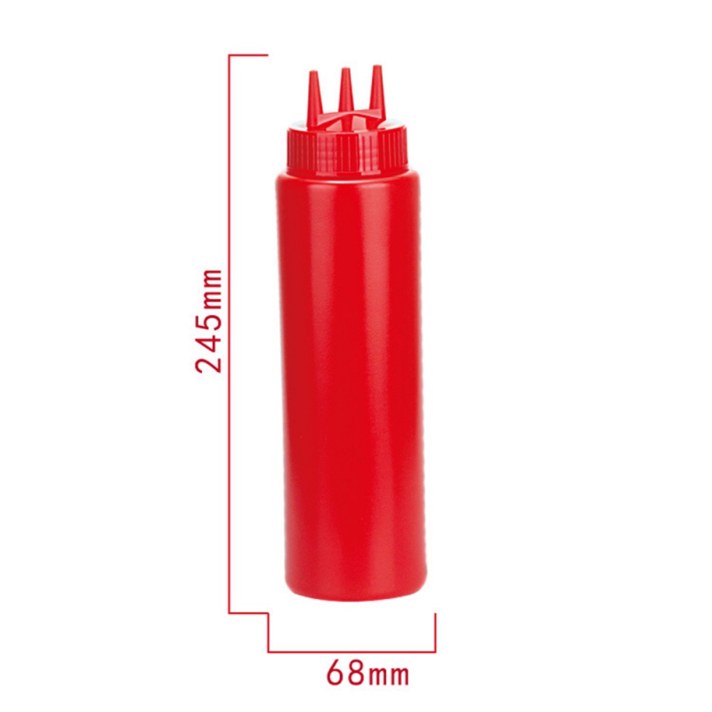 Plastic Sauce Squeeze Bottle With Three Holes Household Kitchen Tool Yellow White Red: LR