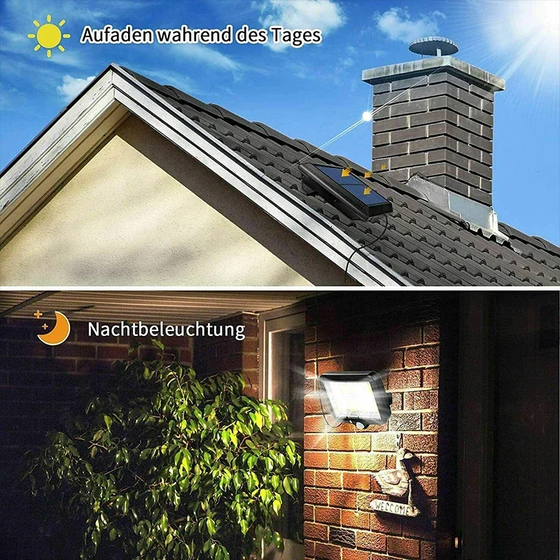 Lámpara Solar de pared dividida 100/120/160COB, 3 modos, Sensor de movimiento impermeable, farolas de jardín, lámpara Solar, luz de pared de seguridad para jardín