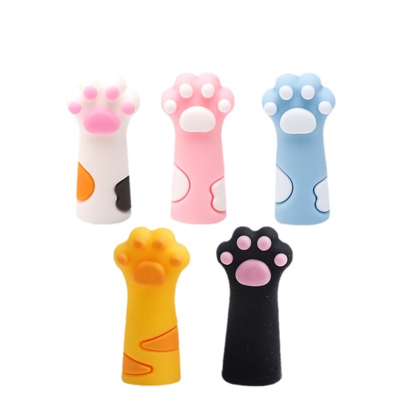 Tapón de tejer con garra de gato 5/10/15, protección de punto de aguja de tejer multicolor, suministros de tejer y ganchillo de silicona: Gris claro