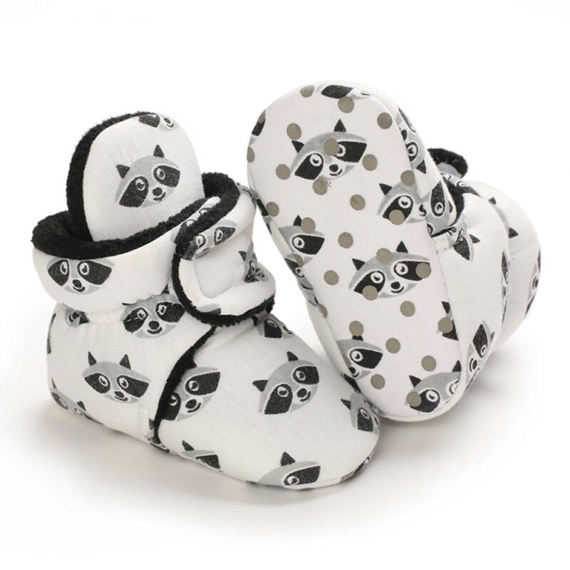 Bottes de Bébé Garçon Fille Dessin Animé Renard Imprimé Chaussures Chaudes Coton Bottine Bébé Fond Mou Première Marche Chaussures 0-18M