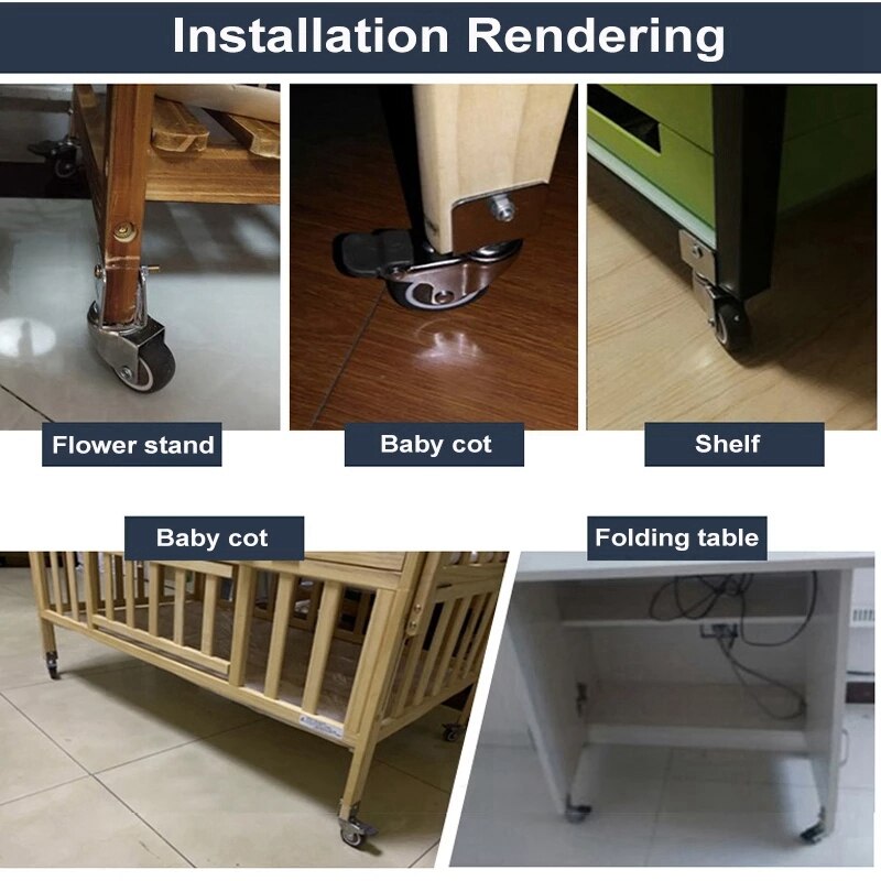 4- pack 2 inch meubelwielen voor wiegjes kastklem met remwielen zachte rubberen zwenkwielen meubelbeslag