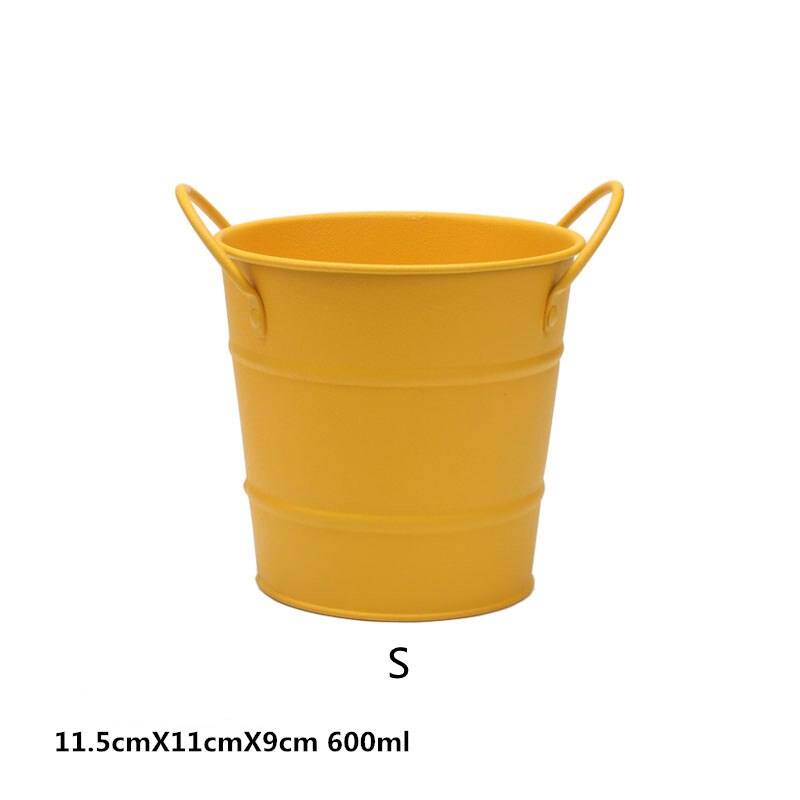 Secchiello per il ghiaccio patatine fritte secchiello piccolo caffetteria Bar Party creativo Mini secchiello per il ghiaccio patatine fritte barile ferro: Yellow-S