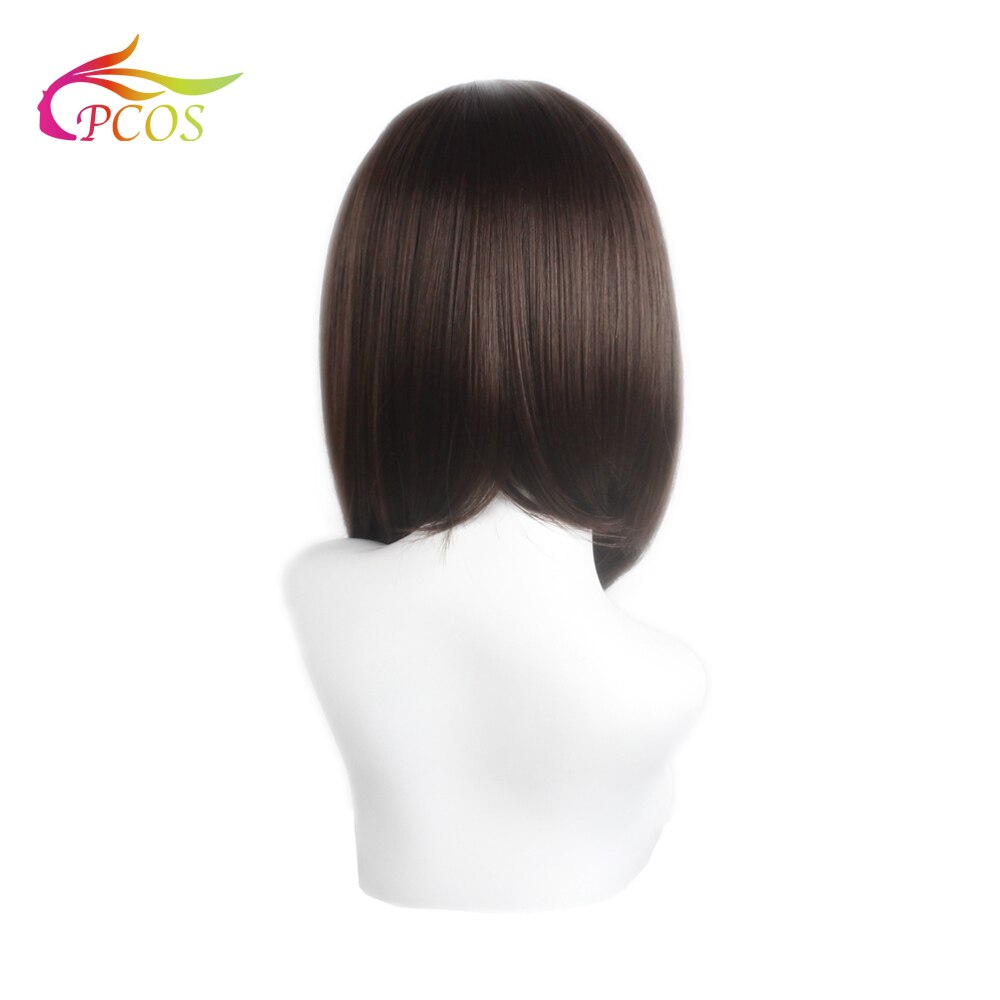 14"Short Female Bob Front Lace Synthetic Wigs Brown Middle-part Wig for Black White Women Frontal Lace Line Hair Wig
