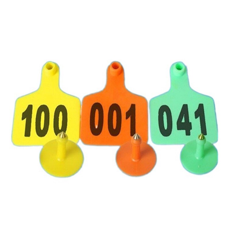 100Pcs Farm Livestock Cattle Ear Tag No. 001-100 Cow Ear Signage Tag Copper Head Earrings Animal Digital Identification Card