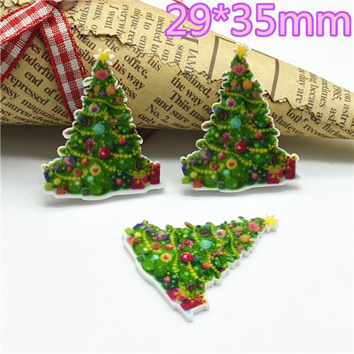 Résine planaire kawaii, arbre bonhomme de neige de noël, décoration à dos plat, charme artisanal, accessoires centraux pour cheveux, à faire soi-même, 10 pièces: 5