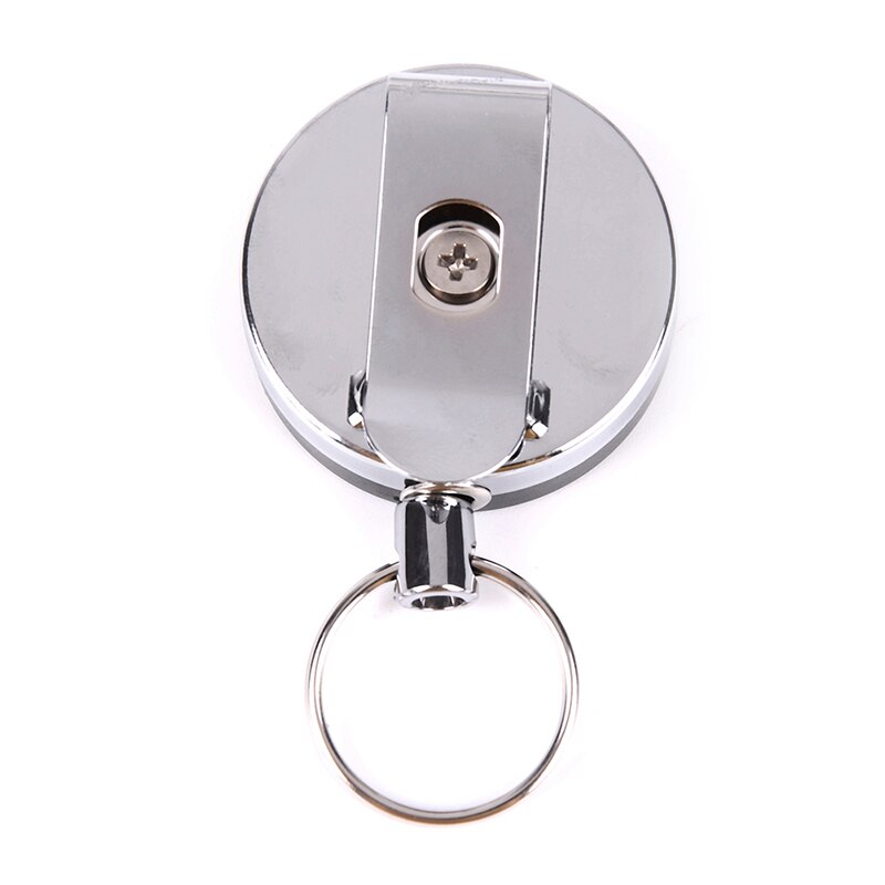 1PCS Portable Classic Casual Stainless Steel Badge Reel Retractable Key Ring ID Card Holder Clips