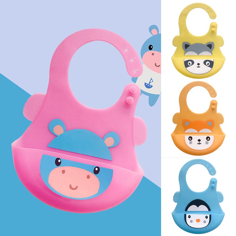 Mignon bébé bavoirs imperméable à l'eau dessin animé imprimé enfants bébé alimentation trucs doux Silicone réglable enfants fille garçon tablier