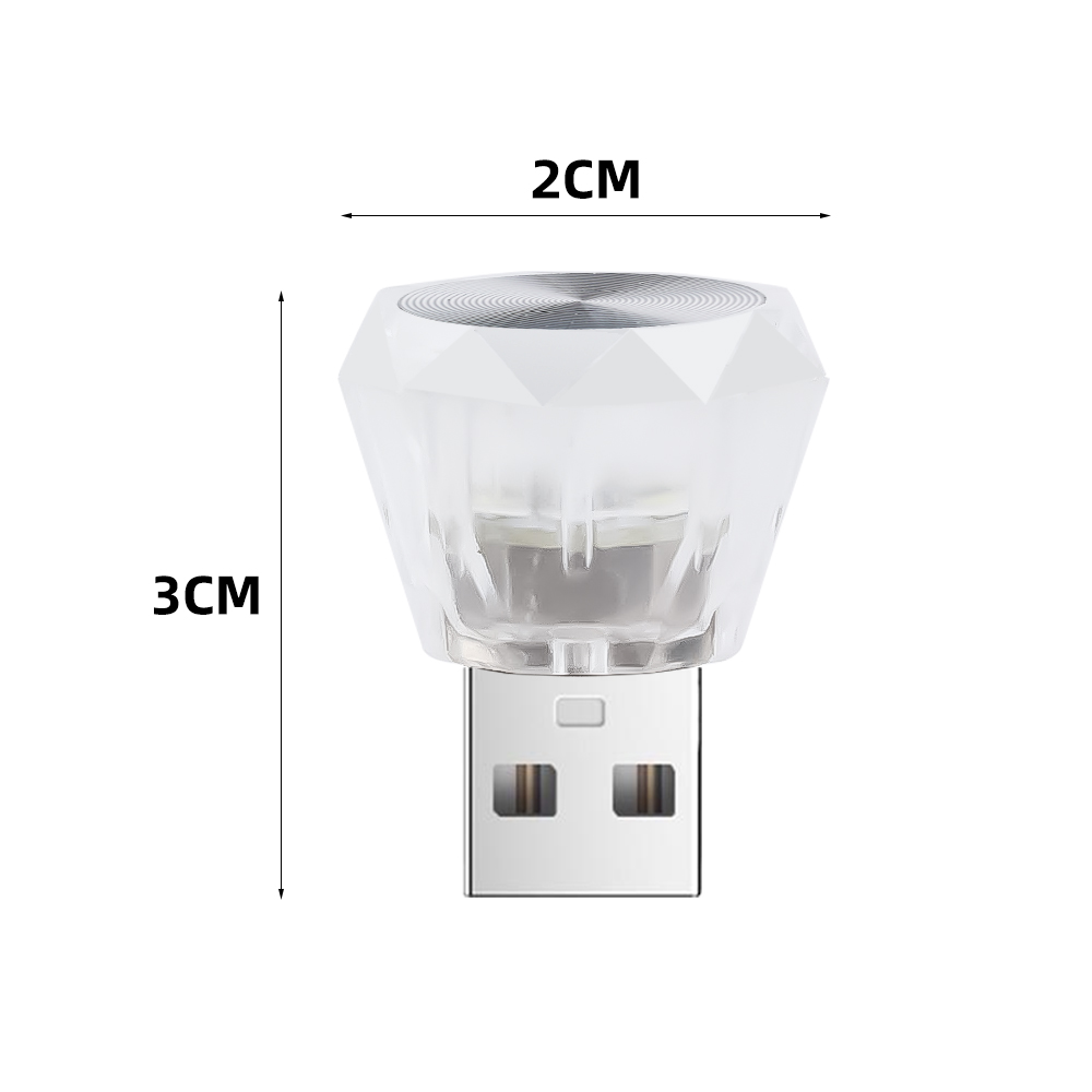 1/3 Pz Mini USB 5 V Auto LED Lampada Ambientale Interni Luce Notturna Casa Auto Cristallo Colorato Flash Luci Atmosfera Lampadina Decorativa