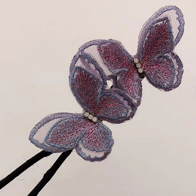 Butterfly Hair Bun Maker Butterfly Hairpin Heandband Fashionable for Women Girls: Purple