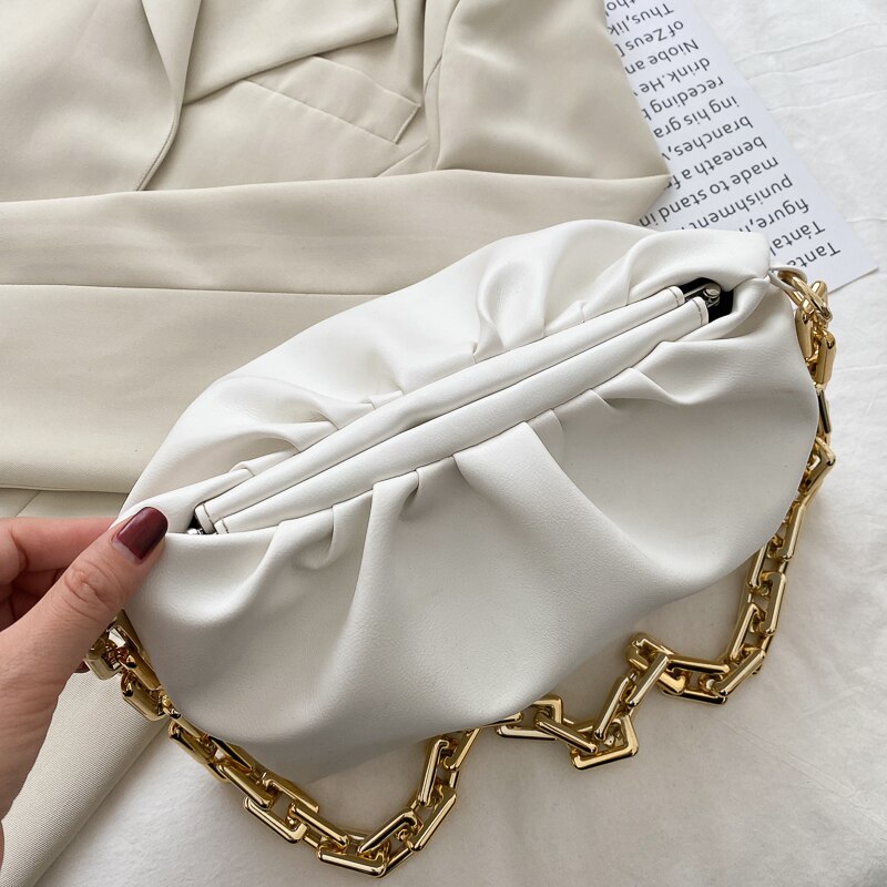 Bolso bandolera Hobos Cloud con cadena gruesa para mujer, Cartera de lujo, novedad,