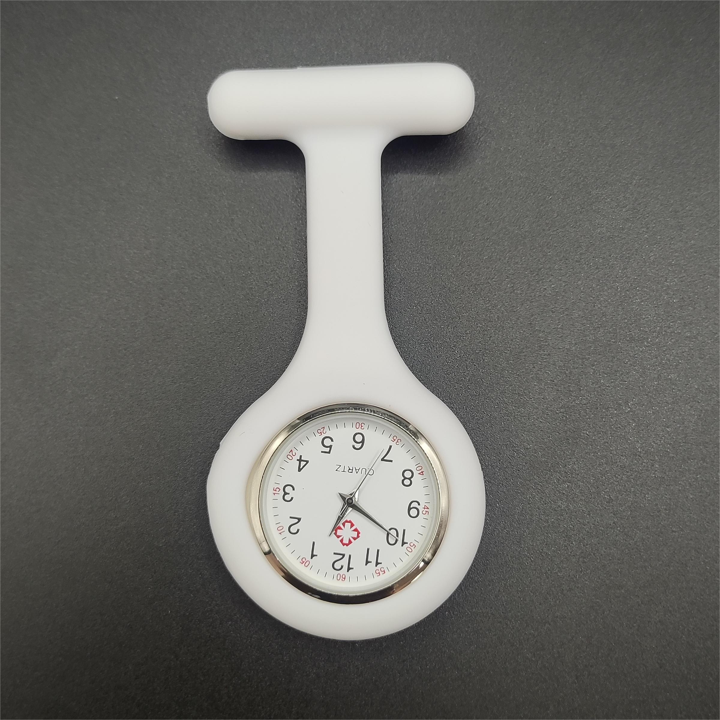 1pc silikone sygeplejerskeur enkelt, moderigtigt, sødt vægur sygeplejerske lommeur geléur: Hvid