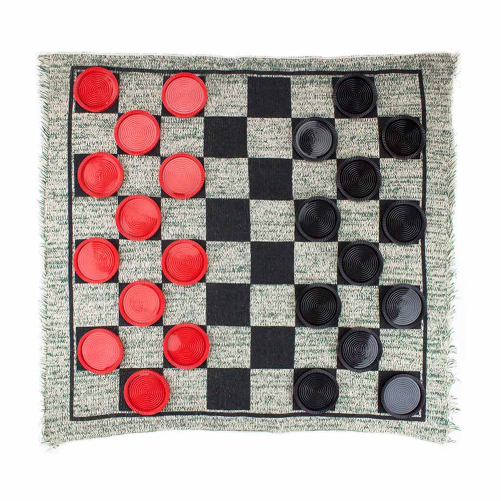 Indoor Outdoor Draagbare Jumbo Board Game Tapijt Dubbelzijdig Checkers Tapijt Met Schaken Omkeerbaar Geruite Mat 3in1 Check Deken: Default Title