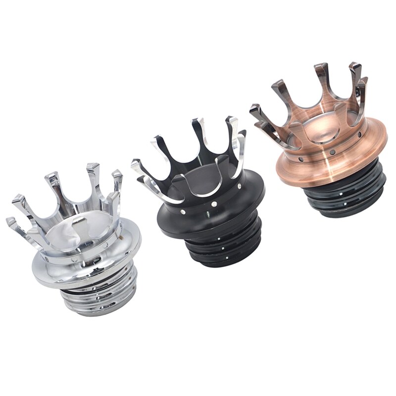 King Crown Style Gas Oil Cap Fuel Tank Cover for Har ley Sportster Softail Black