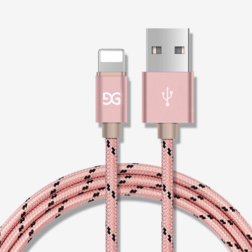 Gusgu cabo usb para iphone 8 7 6 plus 6s 5 5S se x, para ipad 2 mini rápido adaptador de cabos de carregamento para celular, cabo carregador de dados: Rose Golden / 1.5M