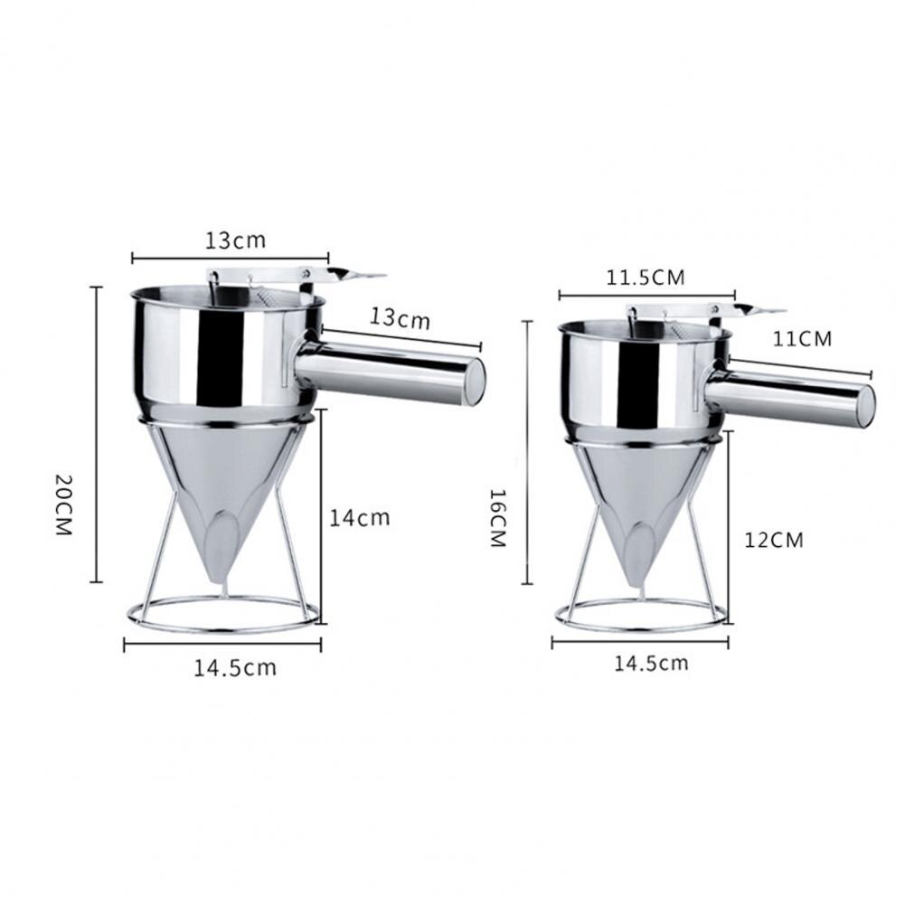 600ml/1200ml Kitchen Funnel Stainless Steel Funnel Dispenser w/Rack Cupcake Pancake.Batter Maker Octopus Fish Ball Dessert Tool