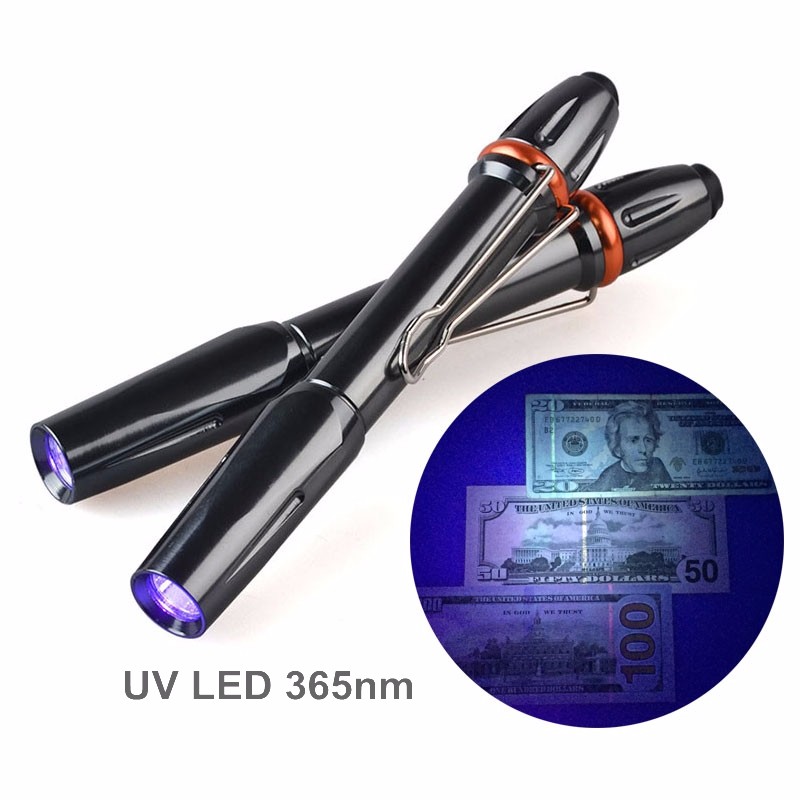 Topcom 365nm 395nm uv ledet ultrafiolett 5w penn lommelykt lommelykt lommelykt 365nm uv ultrafiolett pennlys identifisering,detektiv,lim