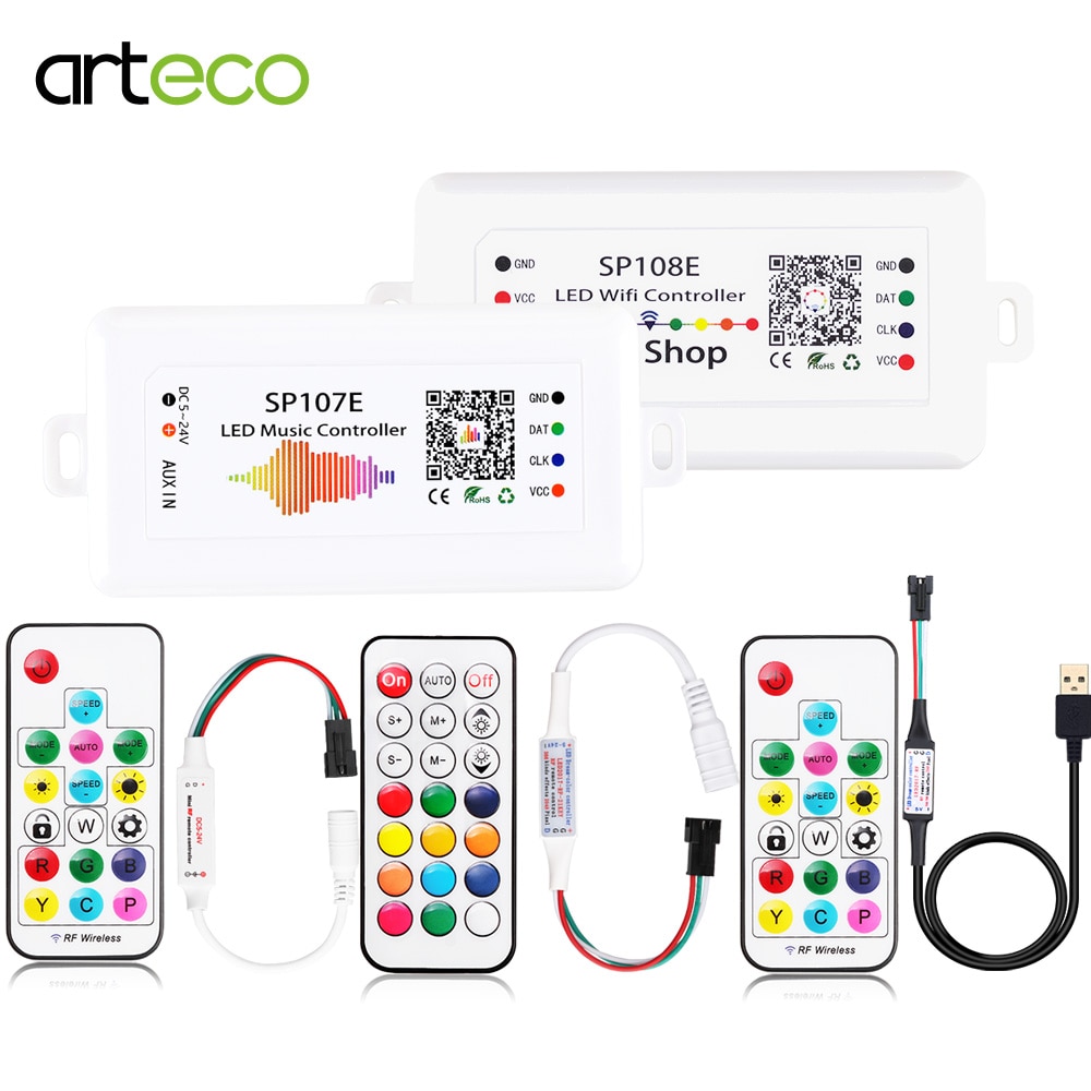 5-24V ws2811 ws2812 Controller Mini 3Key RF 17Key 21Key Bluetooth Music Wifi Controller For Led Pixel Strip ws2812 SP110E SP107E