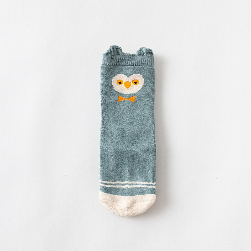 Frühling Herbst Winter Baby Socken Jungen Mädchen Kleinkind Kleinkind Baumwolle Socken Anti Rutsch Niedlichen Karikatur Ebene Nicht-Unterhose Boden tragen 0-2Y: Grün Eule / 13-24M