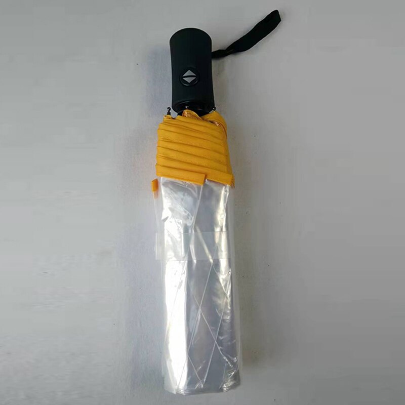 Paraguas transparente para hombre y mujer, sombrilla plegable totalmente automática, de lujo, transparente, para la lluvia, para exteriores, color negro y rosa: Orange