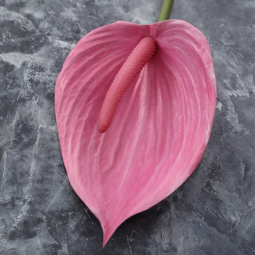 Anthurium blomster indendørs planter balkon kontor kunstige blomster bonsai gulv blomst hjem dekoration: Lyserød