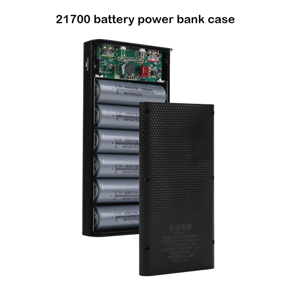 DIY 6x21700 QC3.0 Batterij Power Bank Case 22.5W Snel Opladen Power Bank Case Mobiele Telefoon Draagbare batterij Oplader