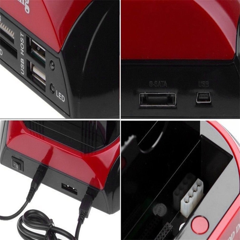 Station d'accueil multifonctionnelle HDD double USB 2.0 2.5/3.5 pouces IDE SATA externe HDD boîte lecteur de disque dur boîtier de carte lecteur