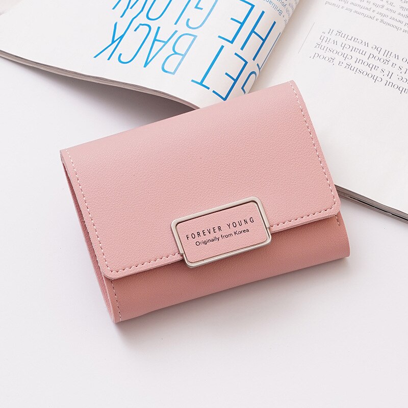 Wallet Women Leather Female Slim wallet Hasp Clutch Short Wallet Women Purse Card Holder Ladies Purse: Pink